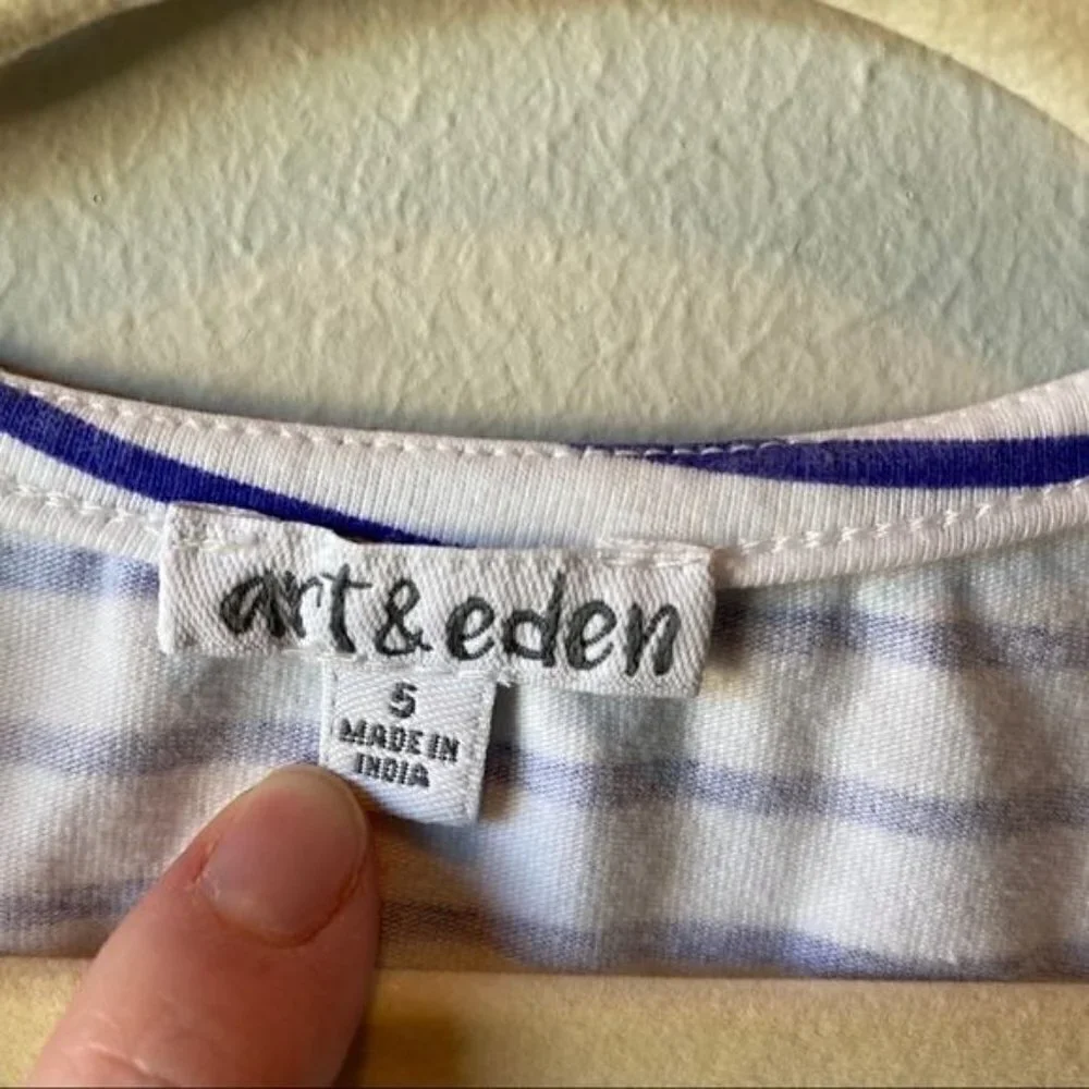 Art & Eden Nelli Romper Organic Blue Stripe Sz 5